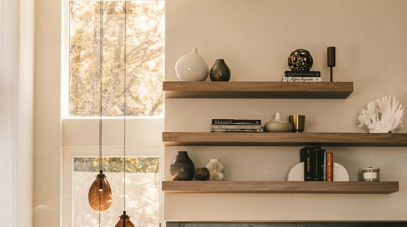 Editorial illustration for Floating, Bracketed, or Picture Ledge: Which Wall Shelf Should You Choose?