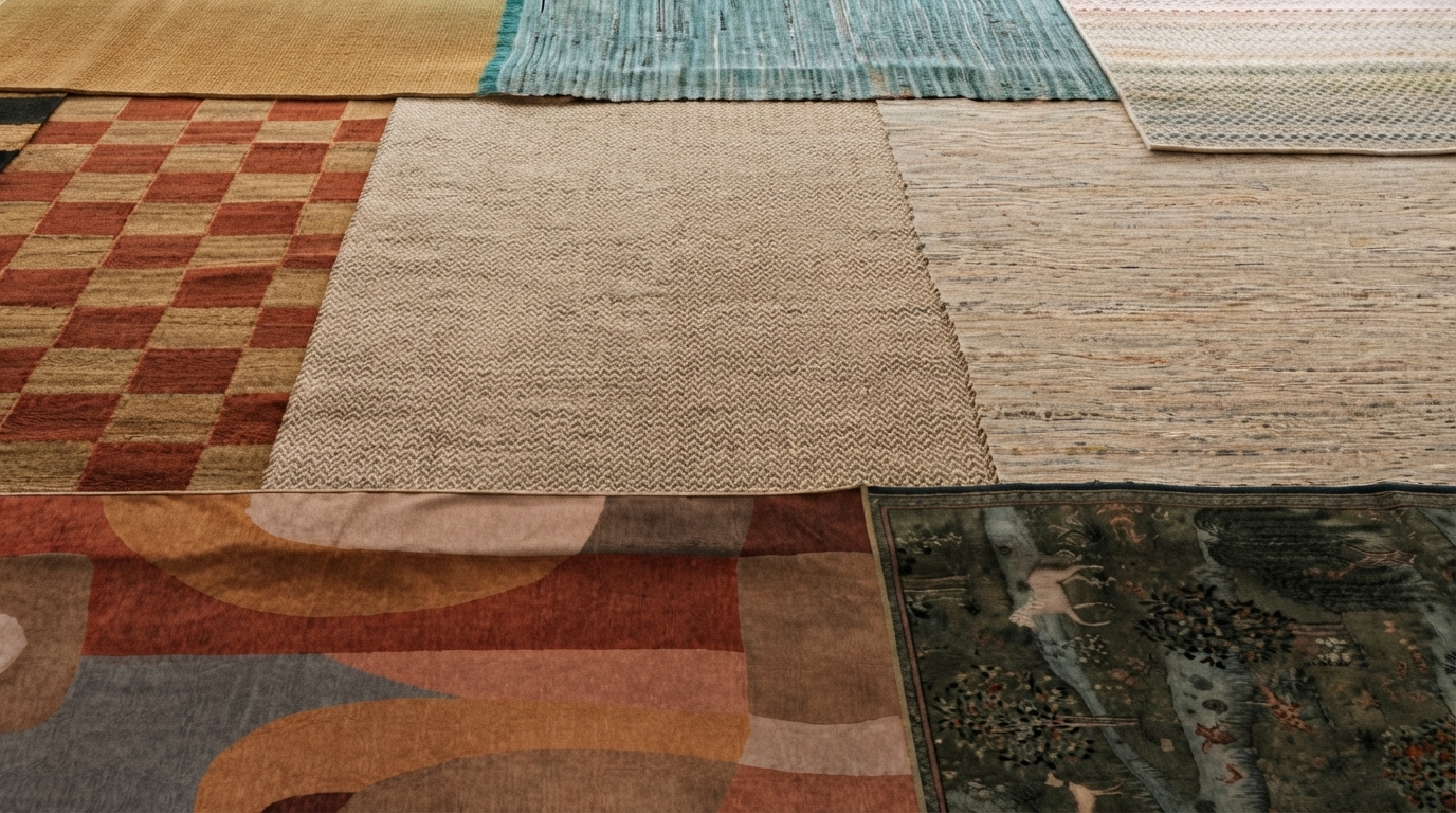 Editorial illustration for Wool, Jute, Silk, Cotton or Polypropylene? Matching the Right Rug Material to the Right Room